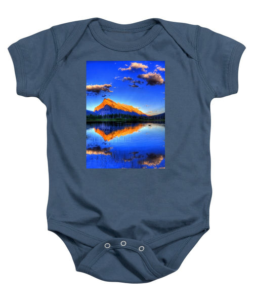 Blue Orange Mountain - Baby Onesie