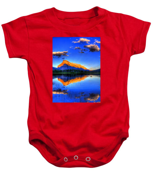 Blue Orange Mountain - Baby Onesie