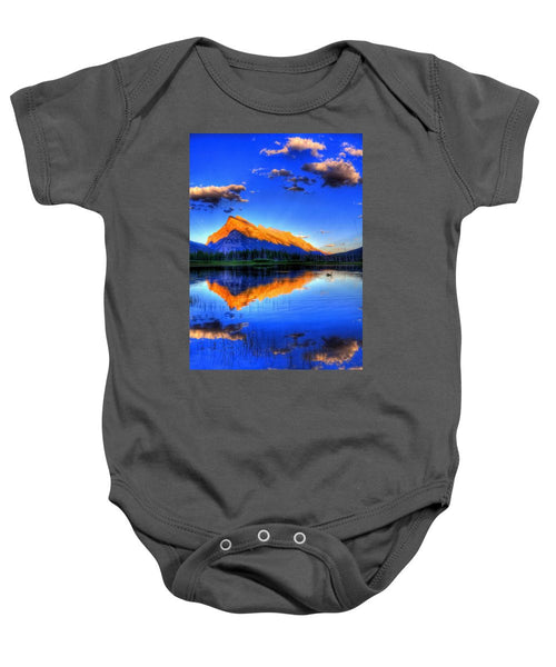 Blue Orange Mountain - Baby Onesie