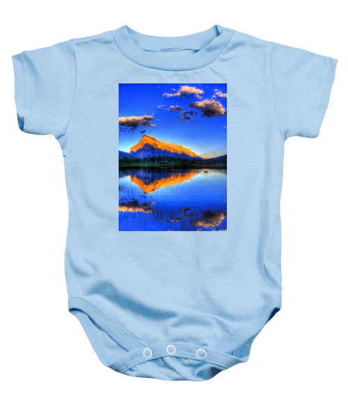 Blue Orange Mountain - Baby Onesie