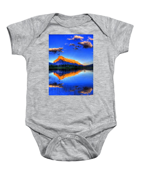Blue Orange Mountain - Baby Onesie