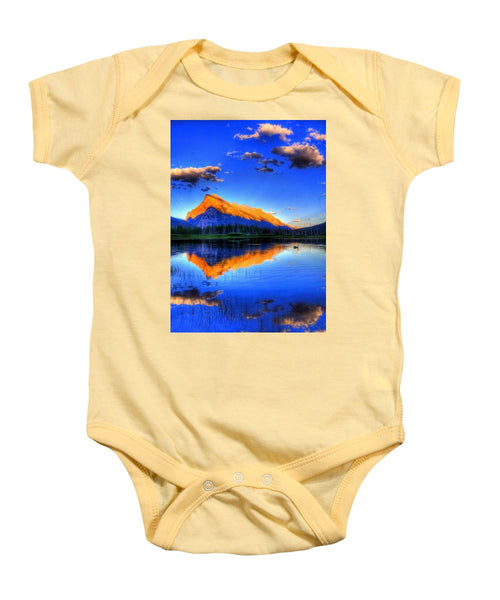 Blue Orange Mountain - Baby Onesie