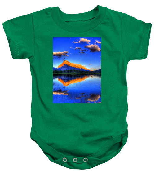 Blue Orange Mountain - Baby Onesie