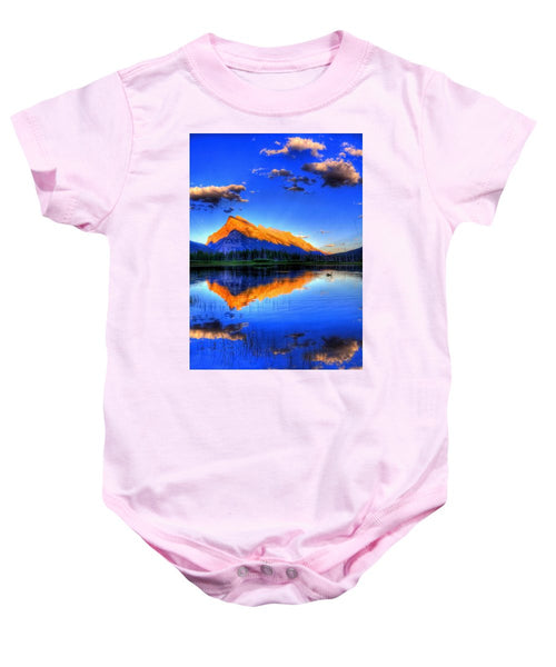 Blue Orange Mountain - Baby Onesie