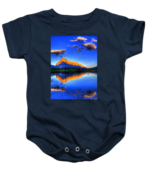 Blue Orange Mountain - Baby Onesie