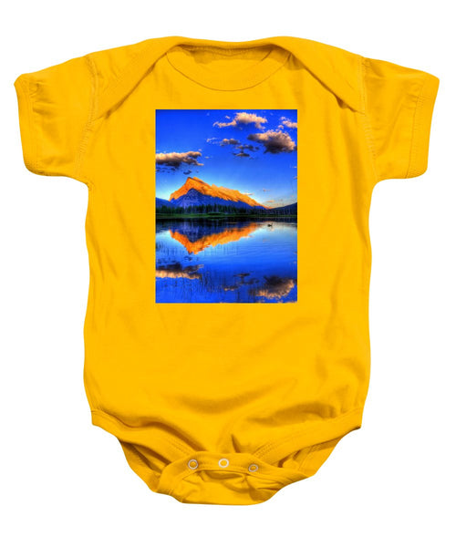 Blue Orange Mountain - Baby Onesie