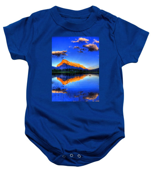 Blue Orange Mountain - Baby Onesie