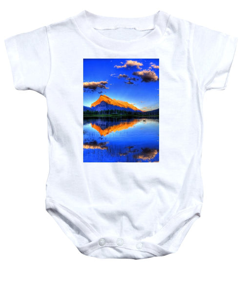 Blue Orange Mountain - Baby Onesie