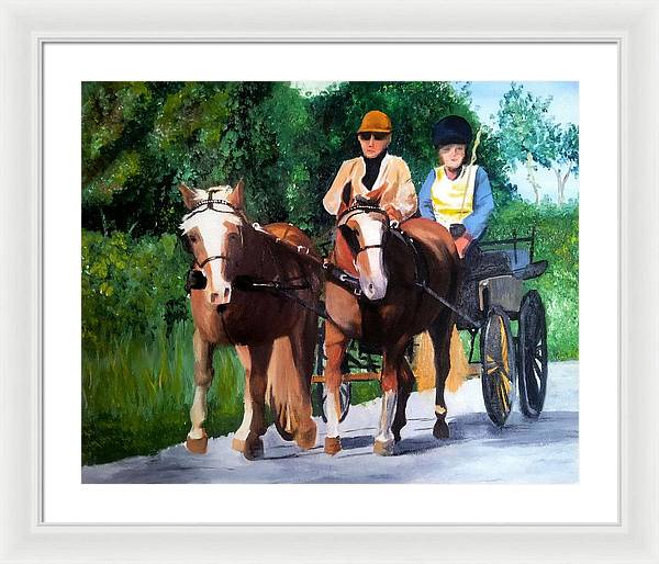 Horses and Carriage in oils - Framed Print
