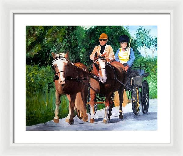 Horses and Carriage in oils - Framed Print