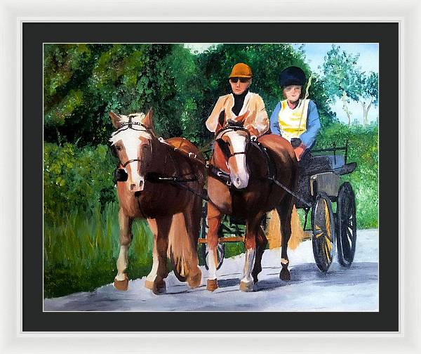 Horses and Carriage in oils - Framed Print
