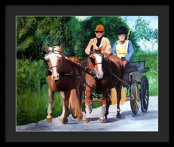Horses and Carriage in oils - Framed Print