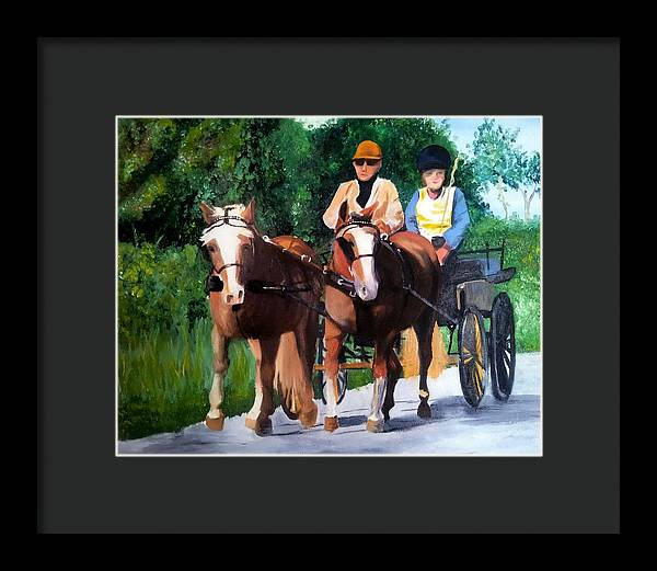 Horses and Carriage in oils - Framed Print