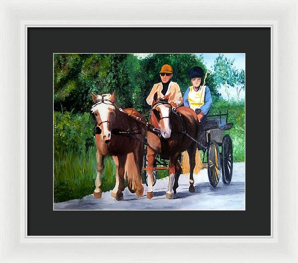 Horses and Carriage in oils - Framed Print
