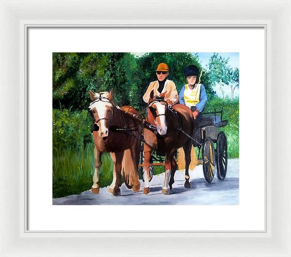 Horses and Carriage in oils - Framed Print