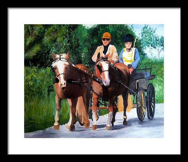 Horses and Carriage in oils - Framed Print