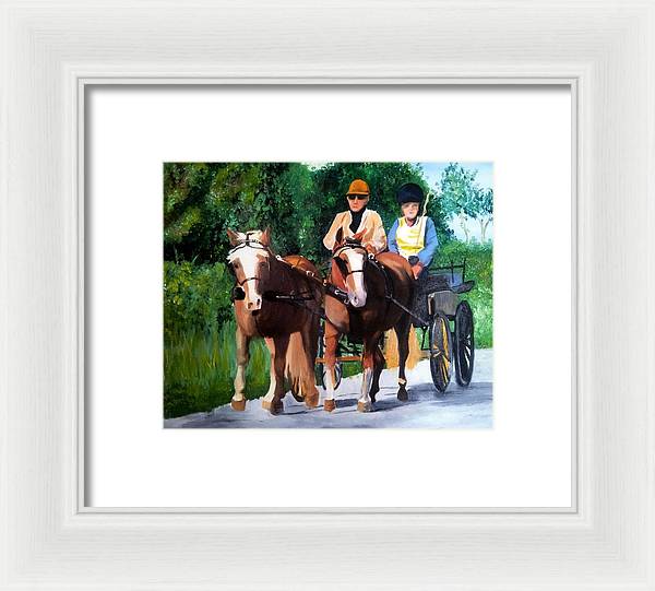 Horses and Carriage in oils - Framed Print