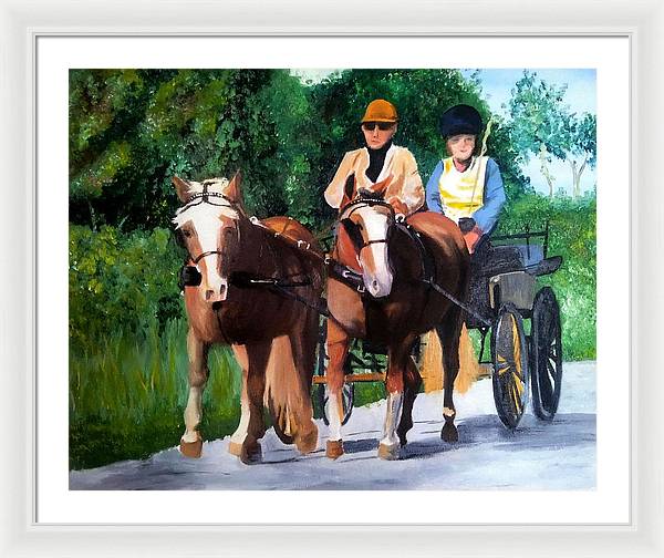 Horses and Carriage in oils - Framed Print