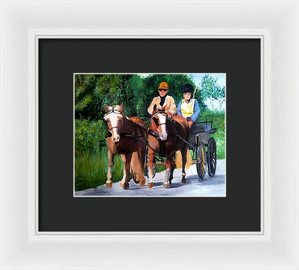 Horses and Carriage in oils - Framed Print