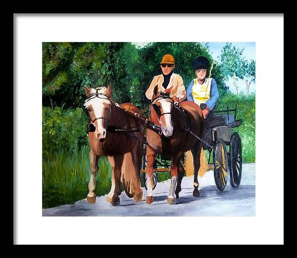 Horses and Carriage in oils - Framed Print