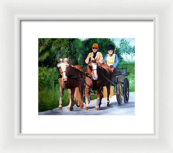 Horses and Carriage in oils - Framed Print