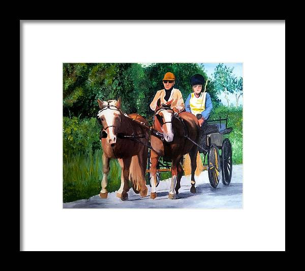 Horses and Carriage in oils - Framed Print