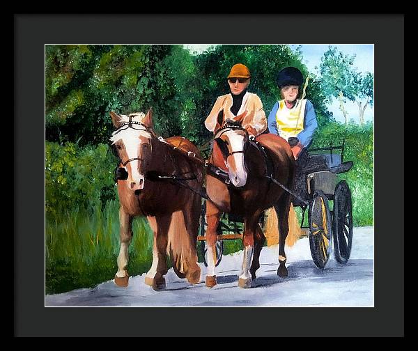 Horses and Carriage in oils - Framed Print