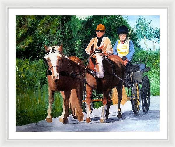 Horses and Carriage in oils - Framed Print