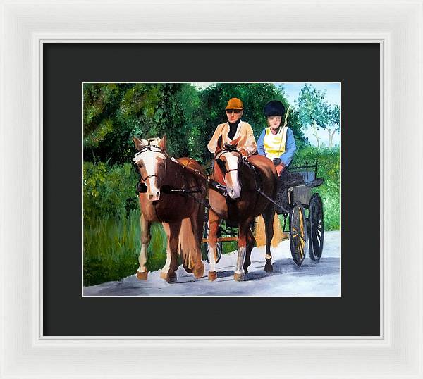Horses and Carriage in oils - Framed Print