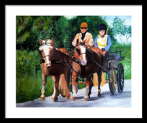 Horses and Carriage in oils - Framed Print