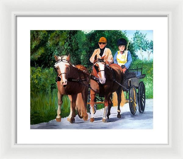Horses and Carriage in oils - Framed Print