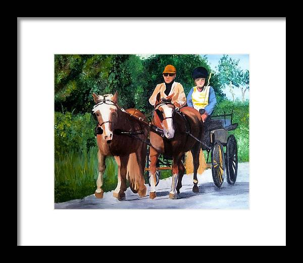 Horses and Carriage in oils - Framed Print