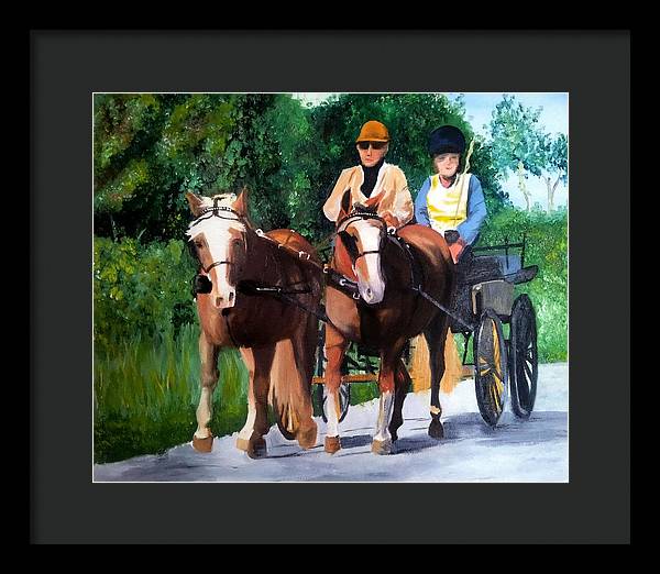 Horses and Carriage in oils - Framed Print