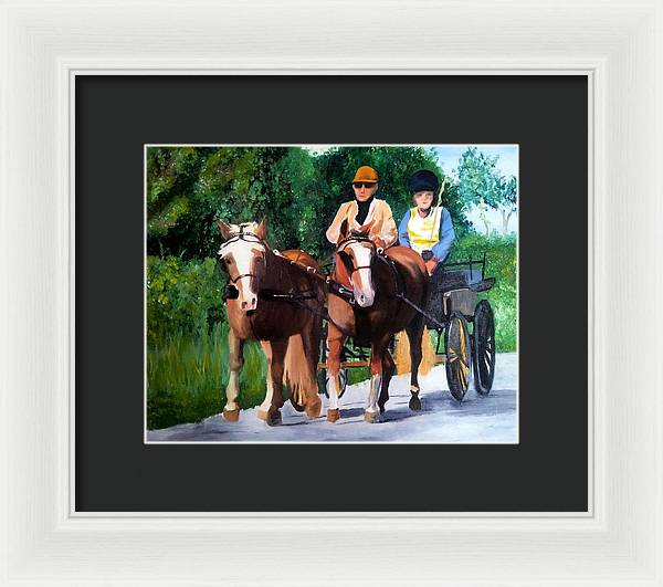 Horses and Carriage in oils - Framed Print