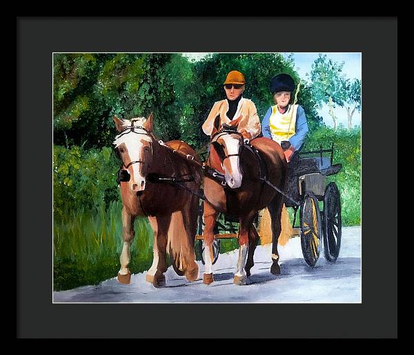 Horses and Carriage in oils - Framed Print