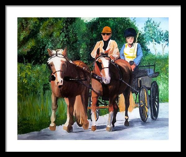 Horses and Carriage in oils - Framed Print