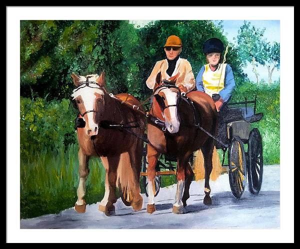 Horses and Carriage in oils - Framed Print