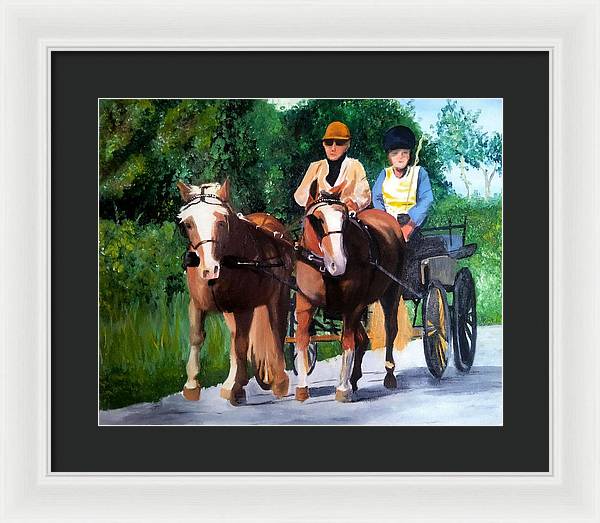 Horses and Carriage in oils - Framed Print