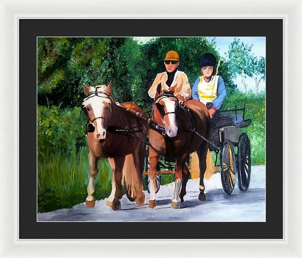 Horses and Carriage in oils - Framed Print