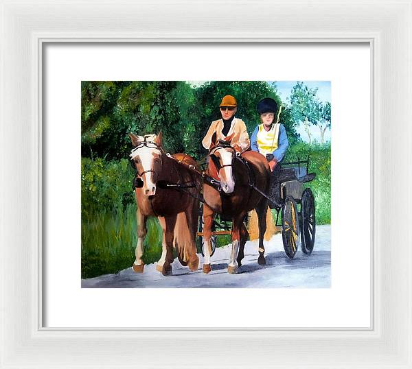 Horses and Carriage in oils - Framed Print