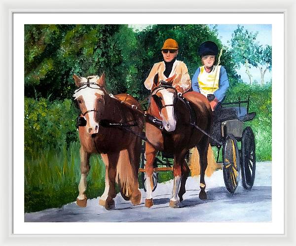 Horses and Carriage in oils - Framed Print