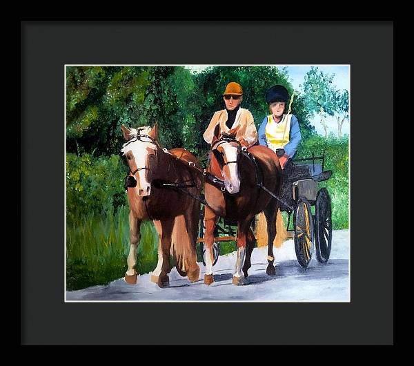 Horses and Carriage in oils - Framed Print