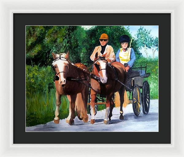 Horses and Carriage in oils - Framed Print