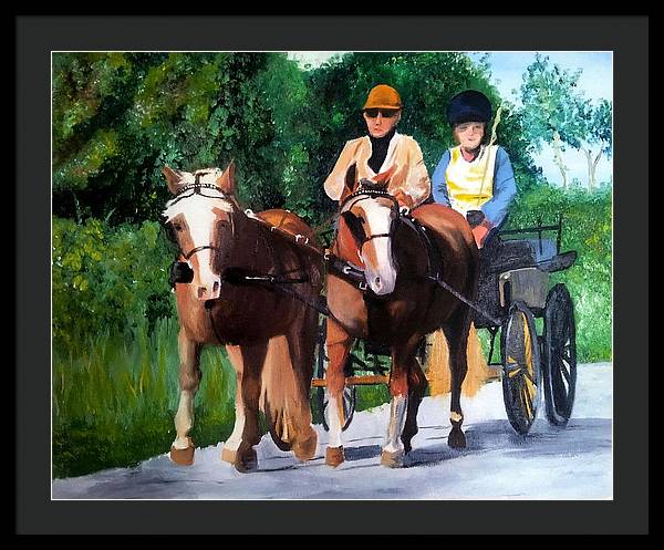 Horses and Carriage in oils - Framed Print