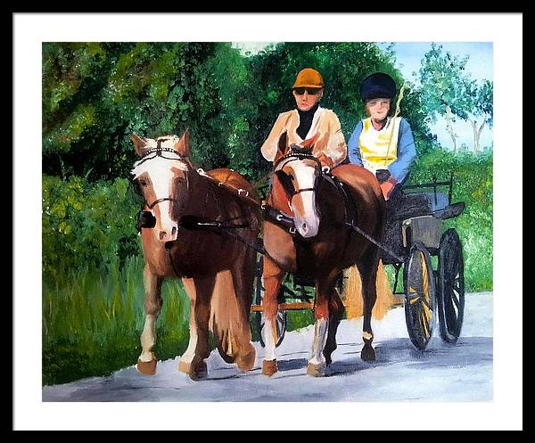 Horses and Carriage in oils - Framed Print