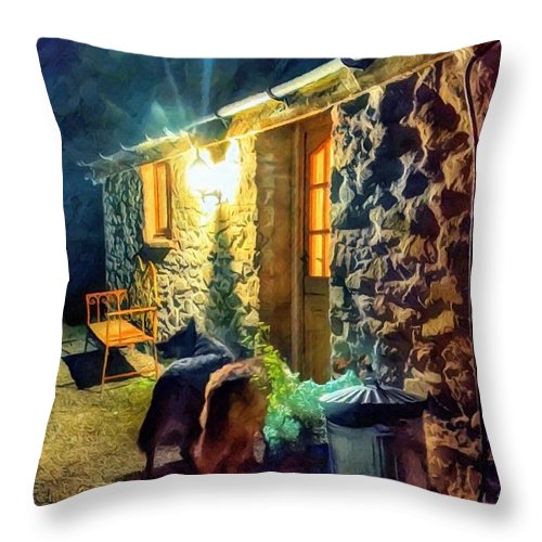 Shepherds At The Cottage Door - Throw Pillow