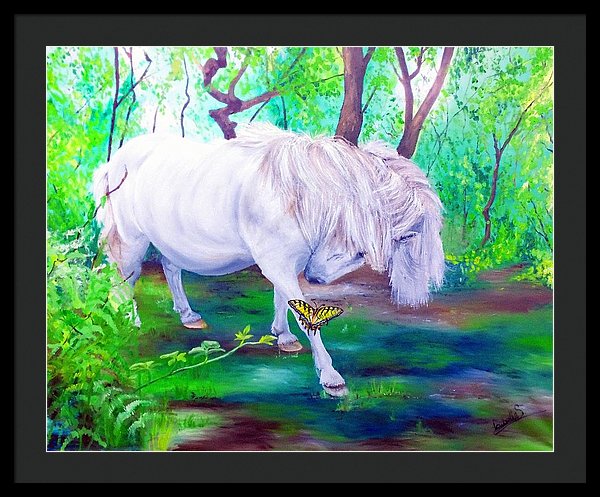 The Butterfly And The Pony - Framed Print