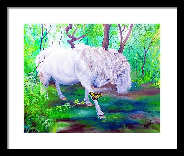 The Butterfly And The Pony - Framed Print