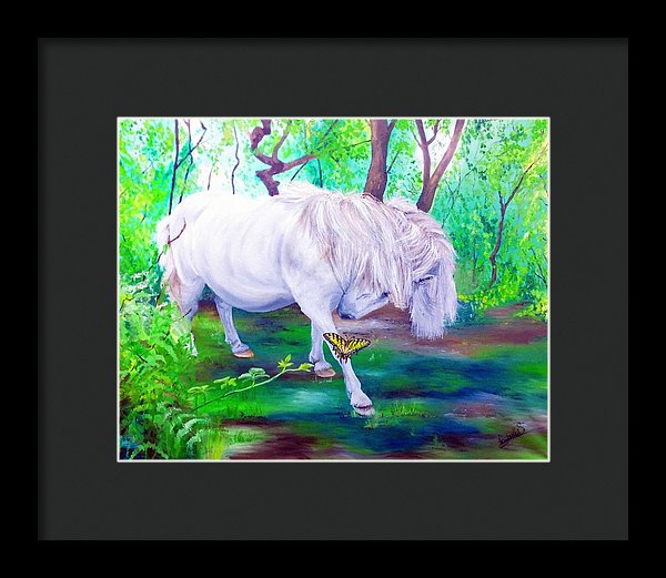 The Butterfly And The Pony - Framed Print