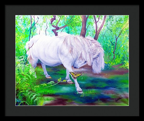 The Butterfly And The Pony - Framed Print